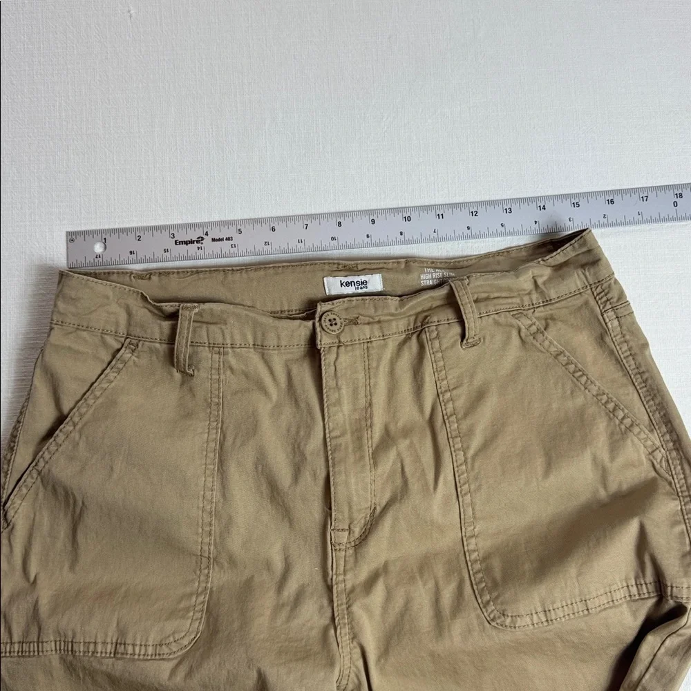 Kensie Jeans The Allie High Rise Slim Straight Crop Tan Khaki Pants Size 12/31